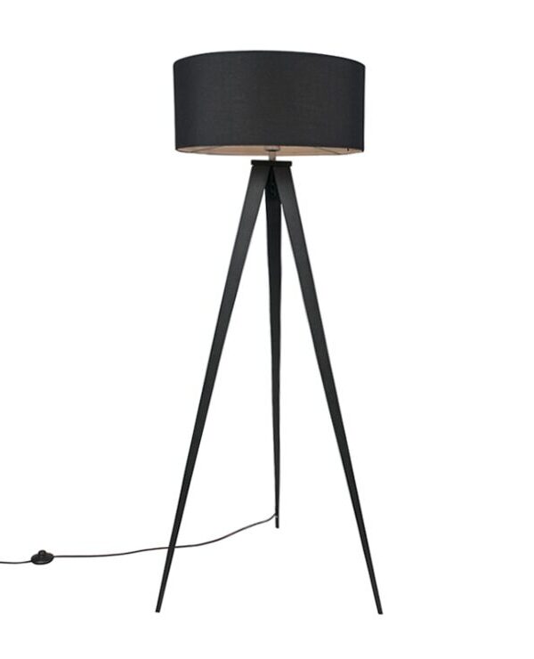 Modern floor lamp black with black shade