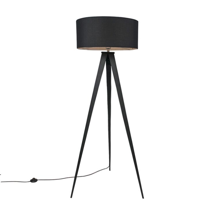Modern floor lamp black with black shade