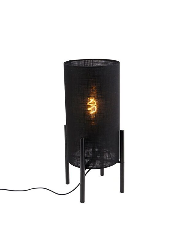 Design table lamp black linen shade black
