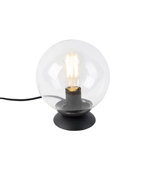 Art Deco Table Lamp Black with Clear Shade