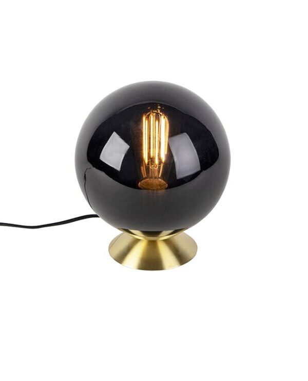Art Deco table lamp brass with black glass