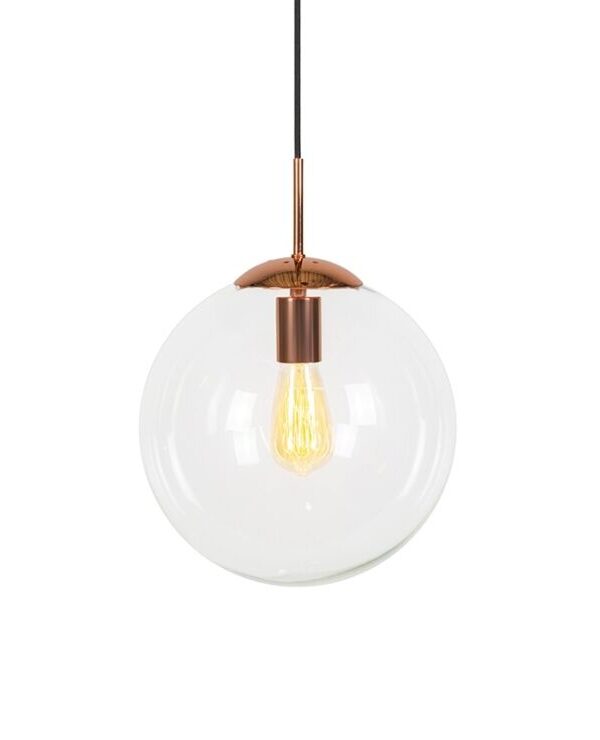 Art Deco hanging lamp copper with clear glass