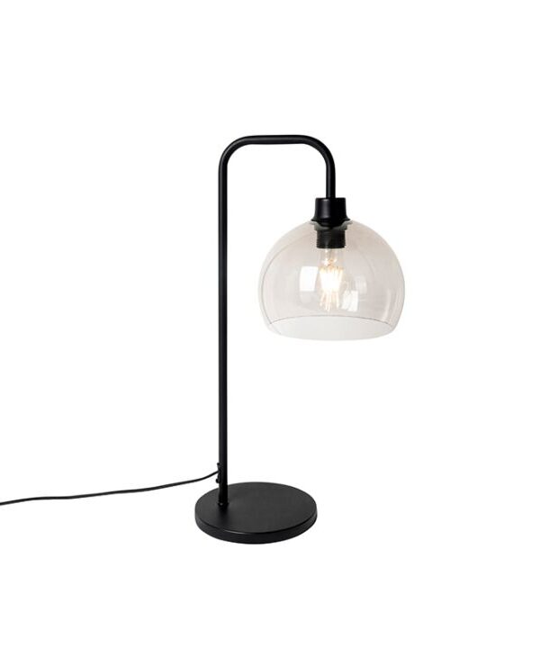 Modern table lamp black with smoke glass