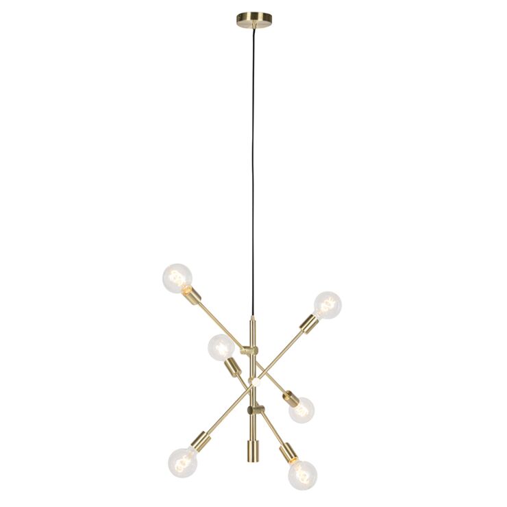 Art deco hanging lamp matt brass 6 lights - Image 2